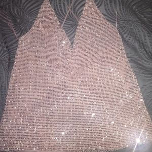 Express Rose Gold Halter Top